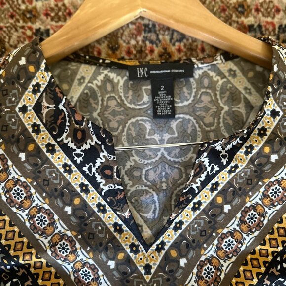 INC International Concepts Printed Bell Sleeve Dress - Picture 14 of 16